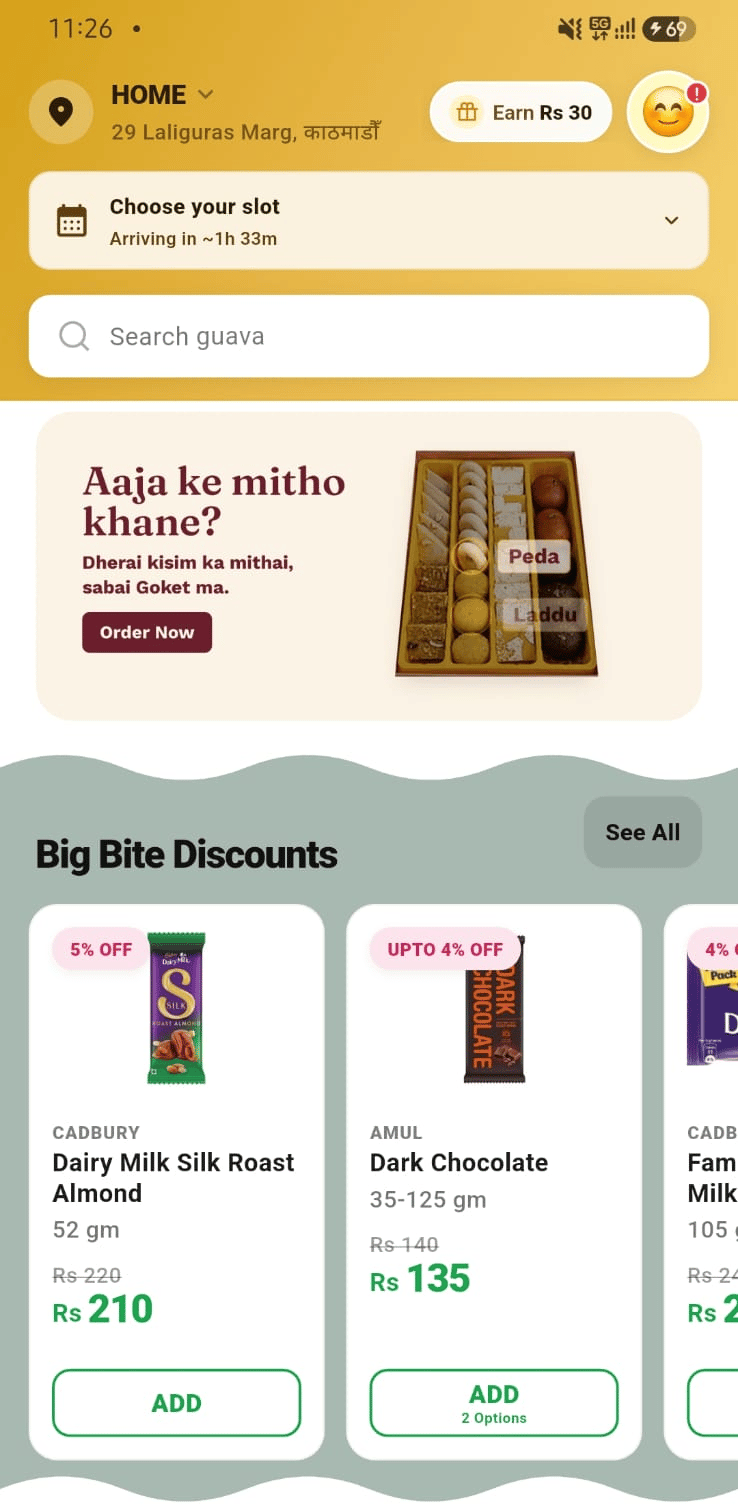 Goket Groceries mobile app, built by NESTECH