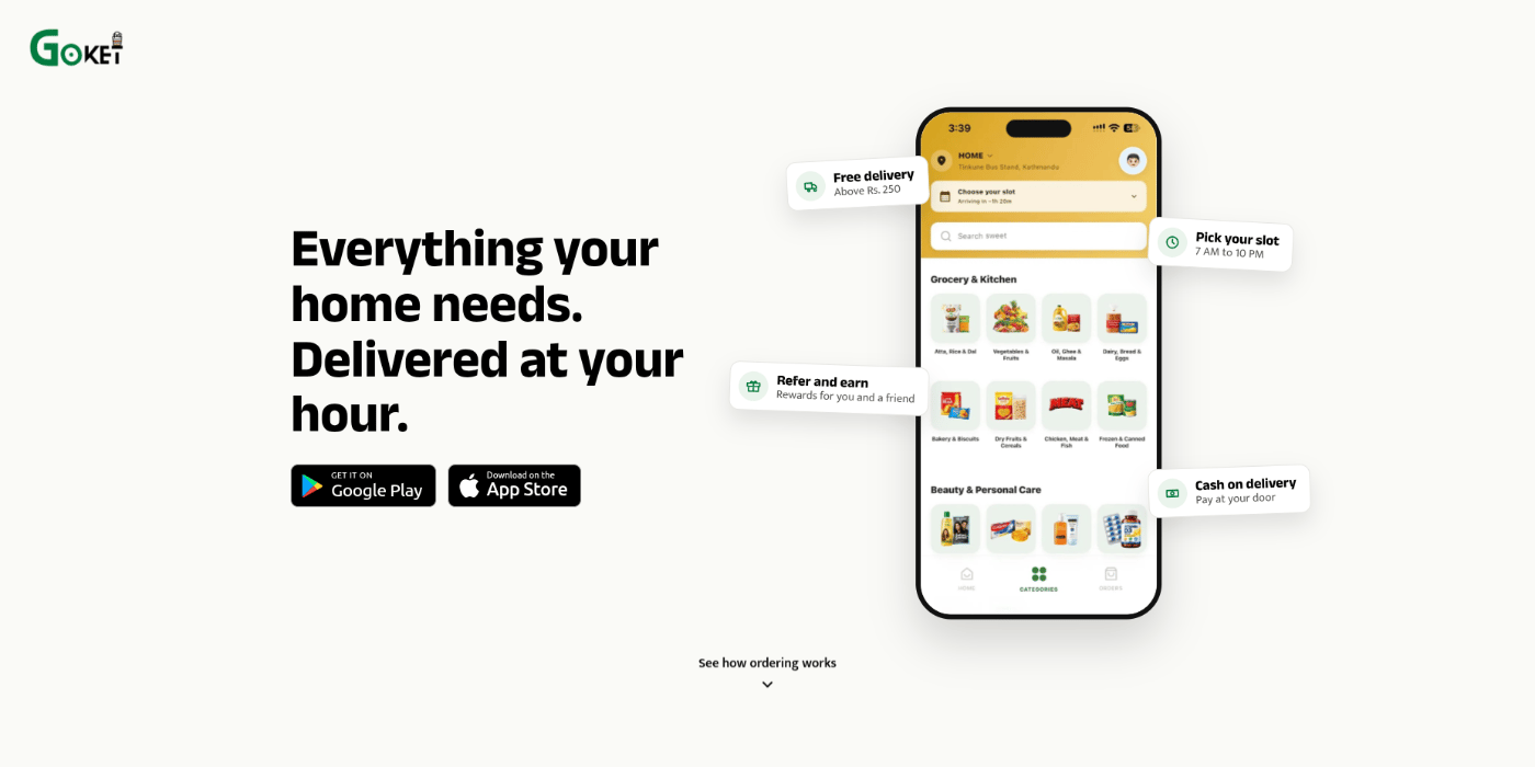 Goket Groceries website, built by NESTECH